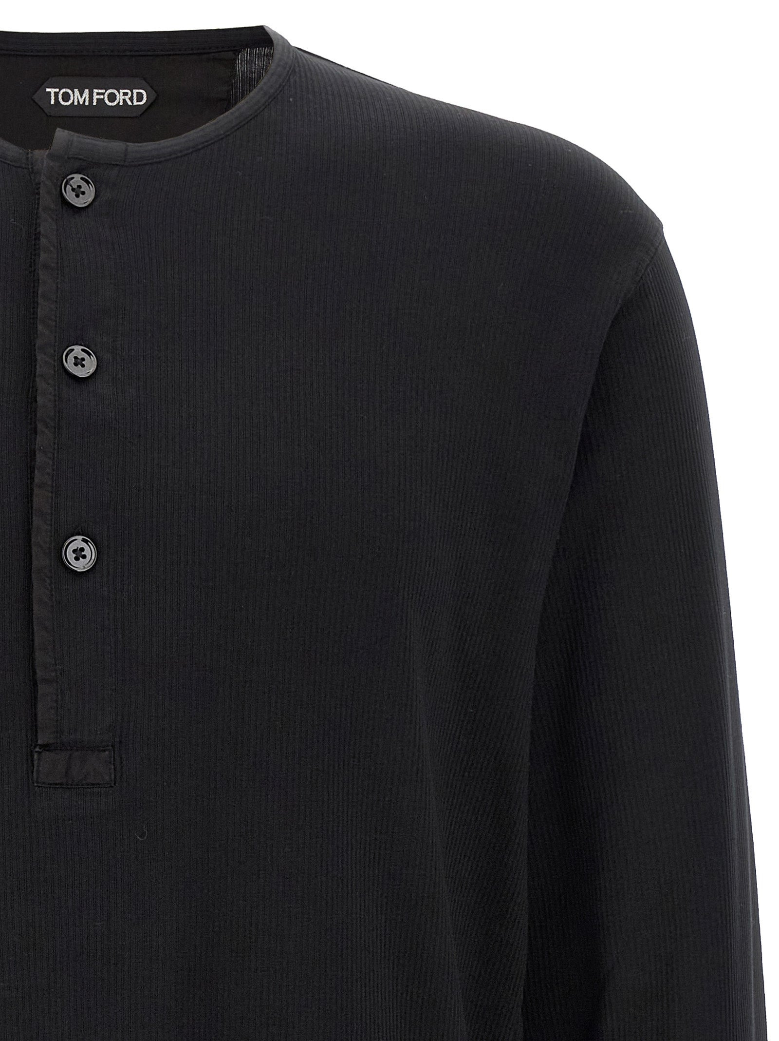 Ribbed Cotton T-Shirt Black - 3