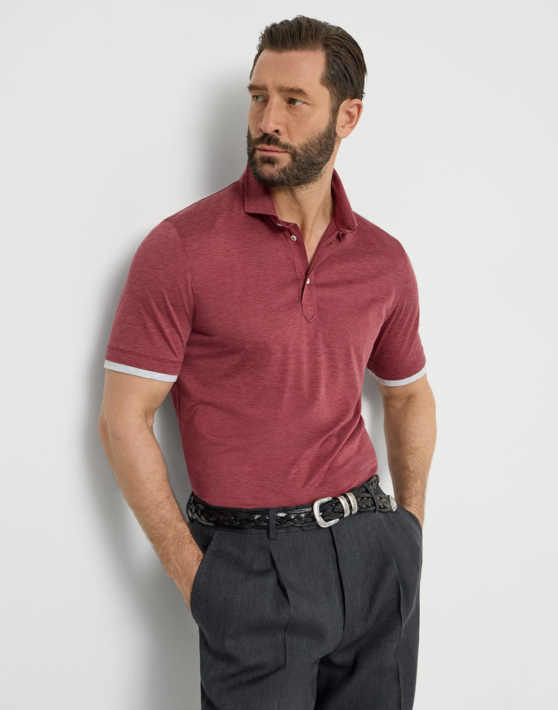 Silk and cotton jersey polo with shirt-style collar and faux-layering 5