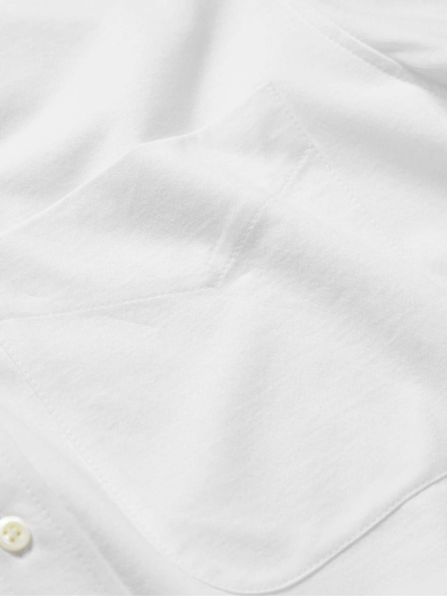 Button-Down Collar Herringbone Cotton Shirt - 4