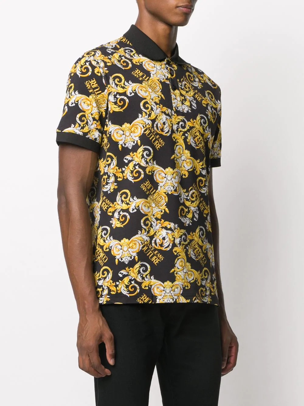 logo baroque print polo shirt - 3