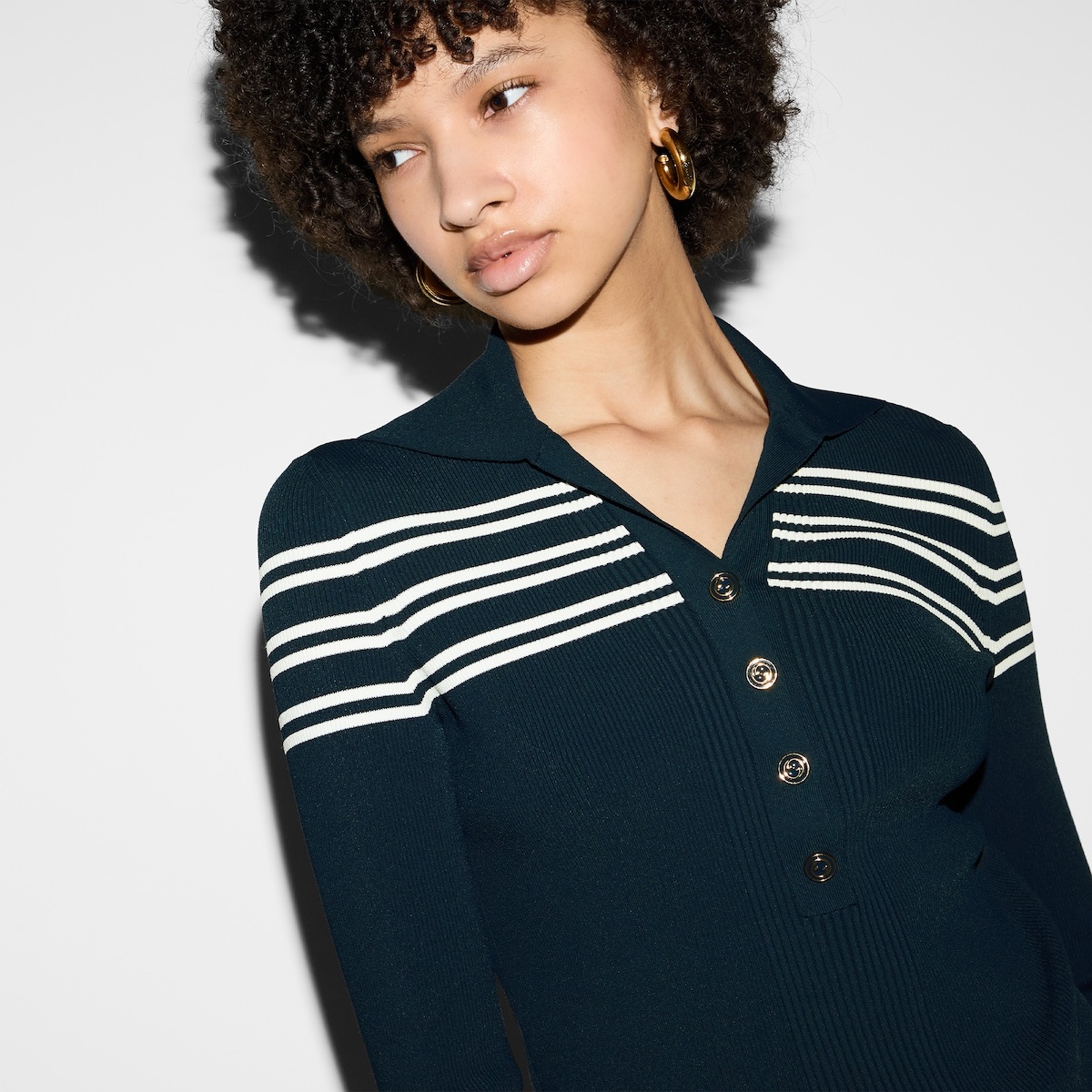 Stretch rib viscose polo top - 5