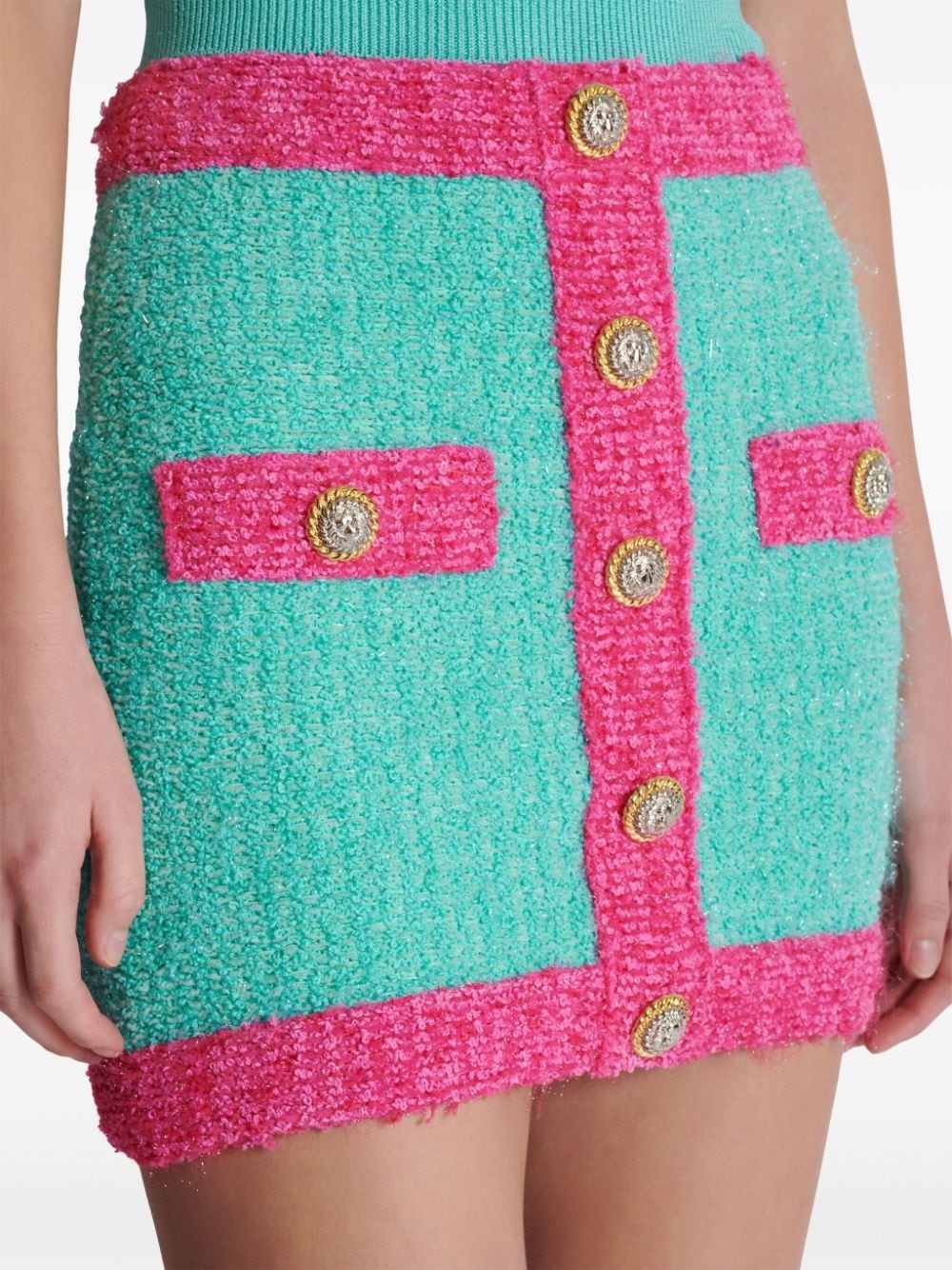 button-embellished bouclÃ© mini skirt - 5
