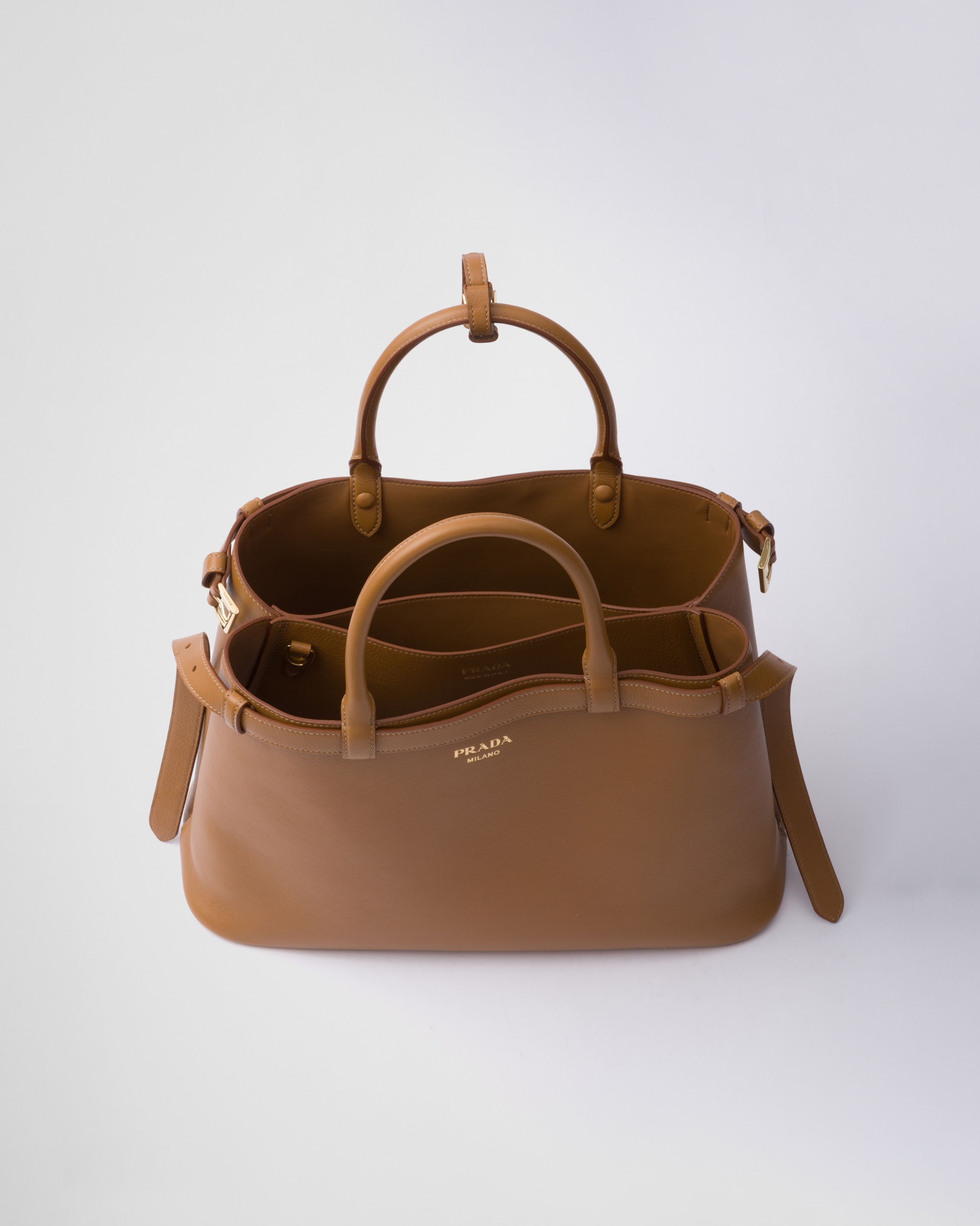 Prada Buckle medium leather handbag with double belt - 4
