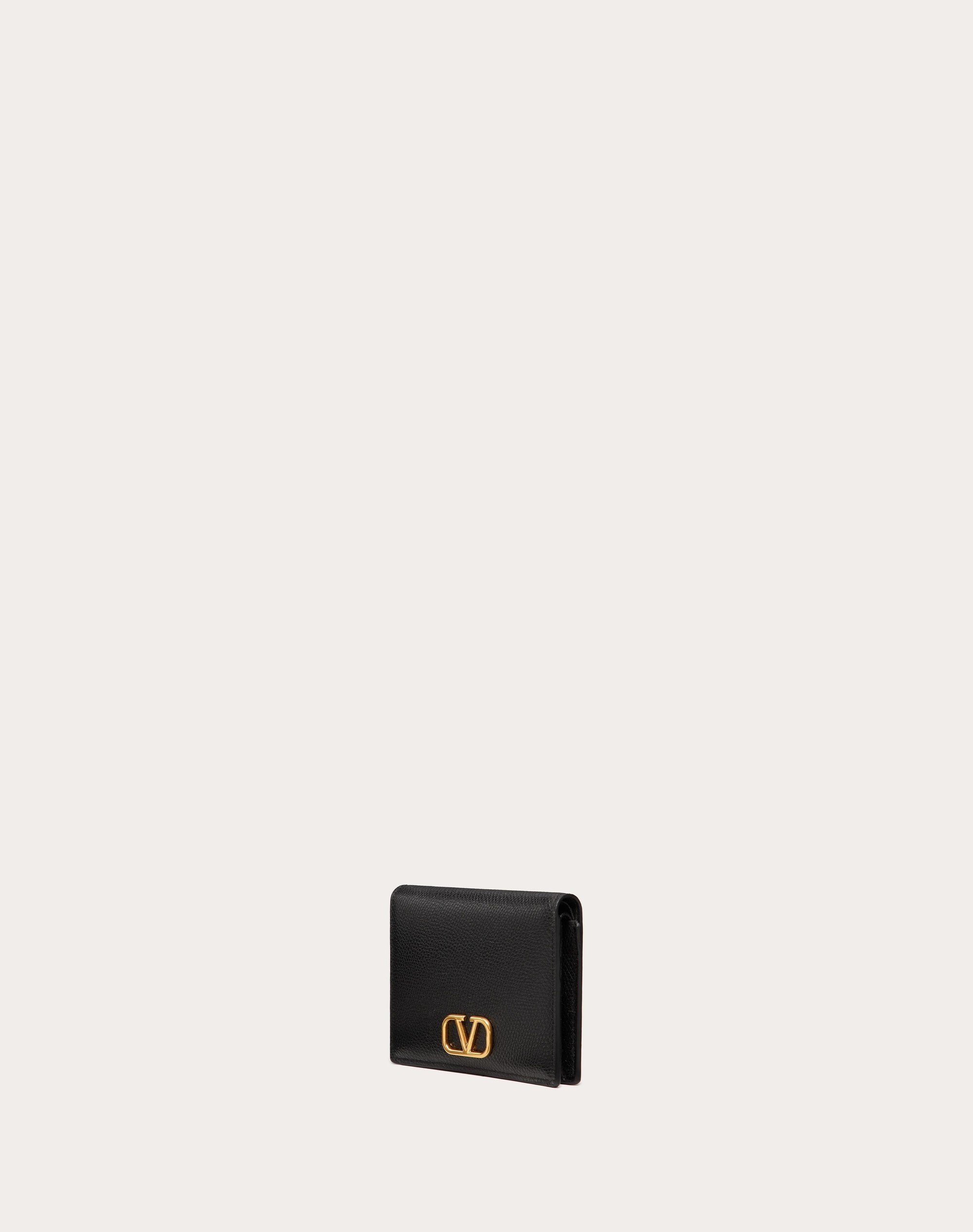 COMPACT VLOGO SIGNATURE GRAINY CALFSKIN WALLET - 4