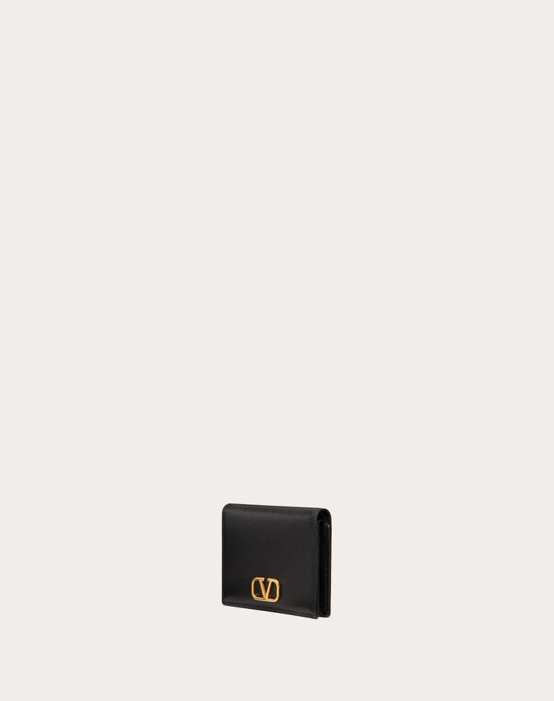 COMPACT VLOGO SIGNATURE GRAINY CALFSKIN WALLET 4