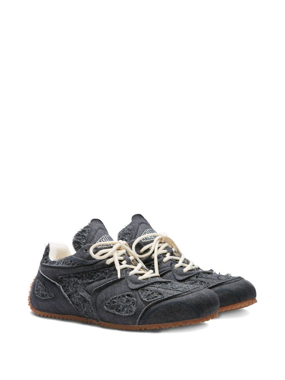 frayed-detail cotton sneakers - 2