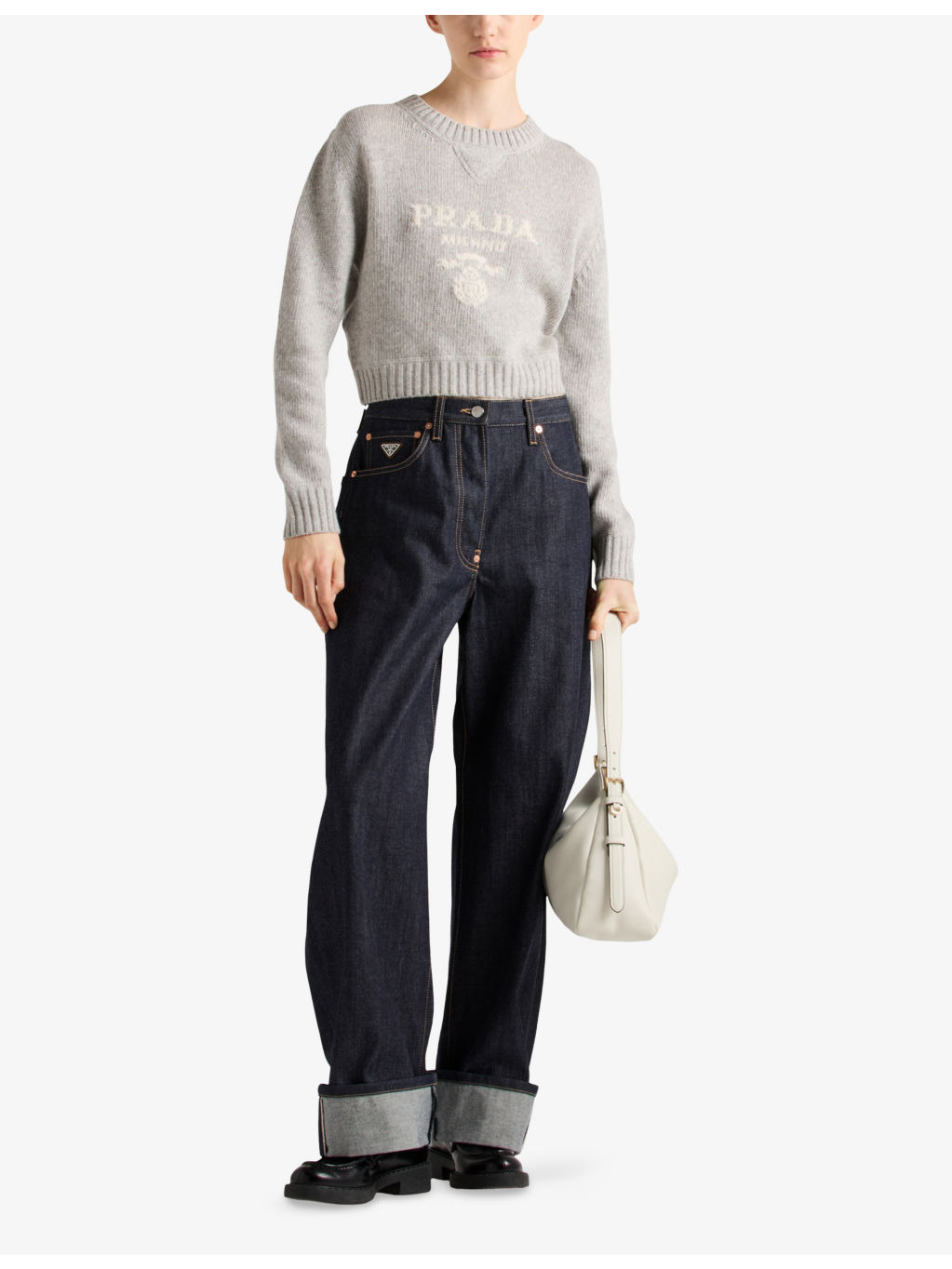 Logo-Text Round-Neck Wool-Cashmere Knitted Sweater - 2