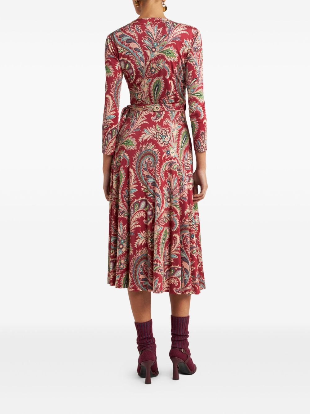 paisley-print wrap midi dress - 3