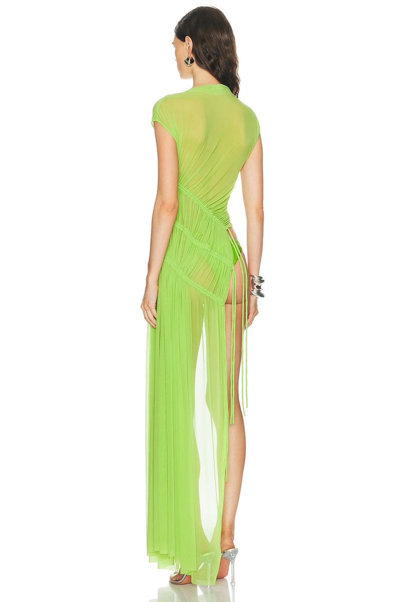 David Koma Asymmetric Cut Ruched Mesh Top outlook