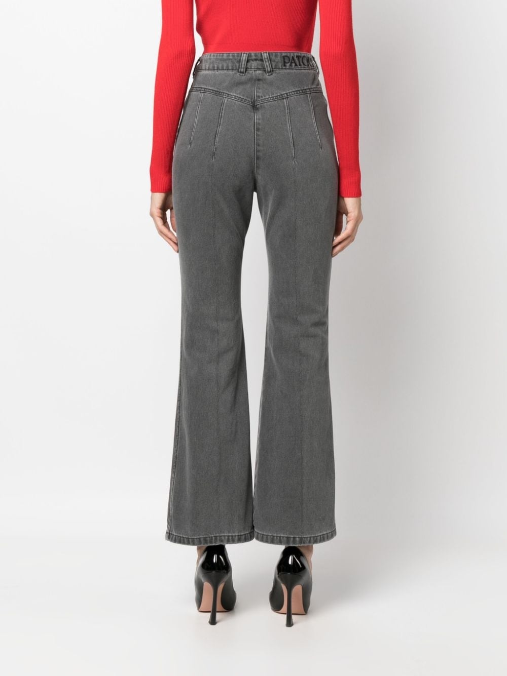 logo-embroidered flared jeans - 4