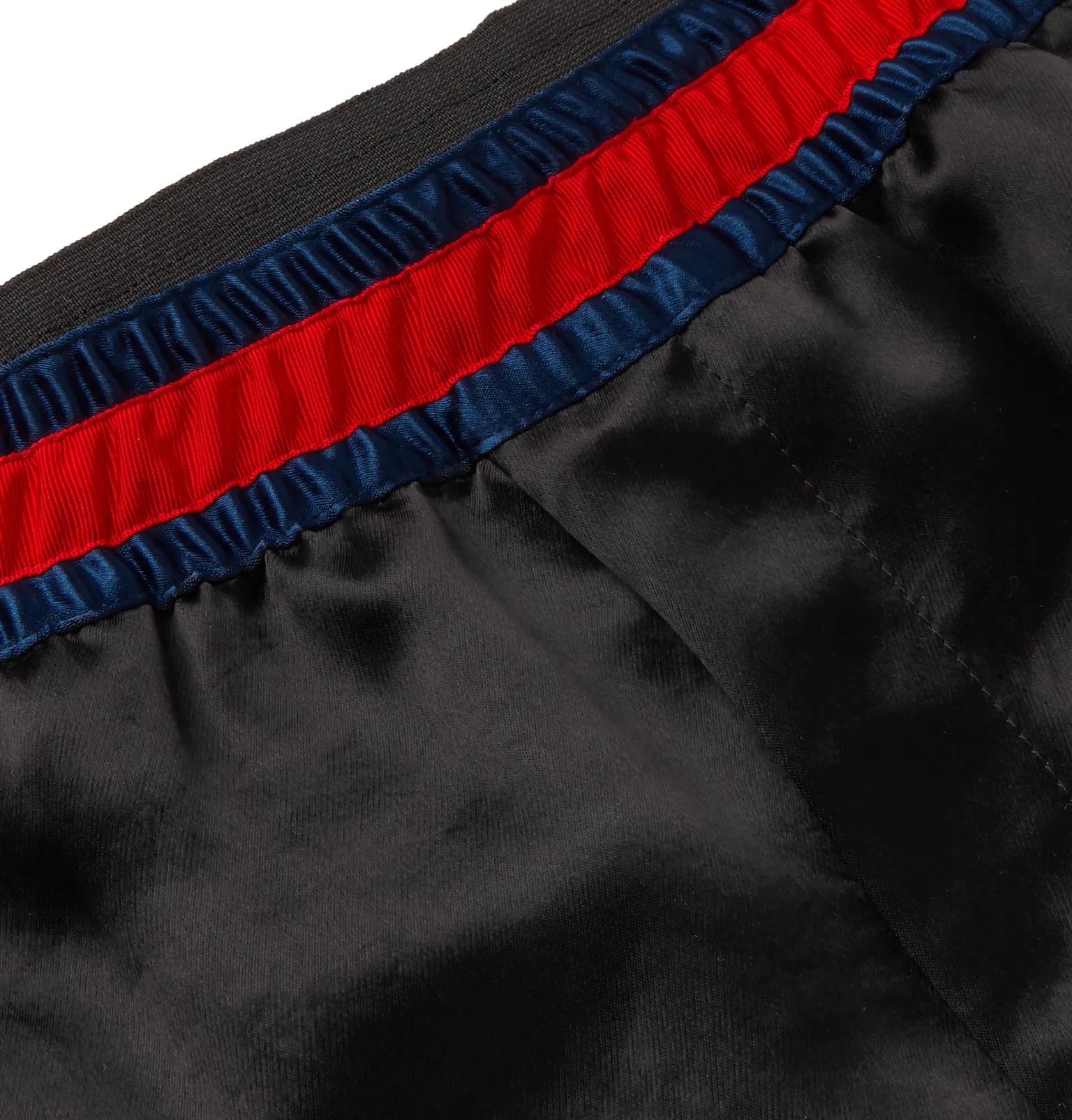 Wide-Leg Webbing-Trimmed Embroidered Satin Shorts - 3