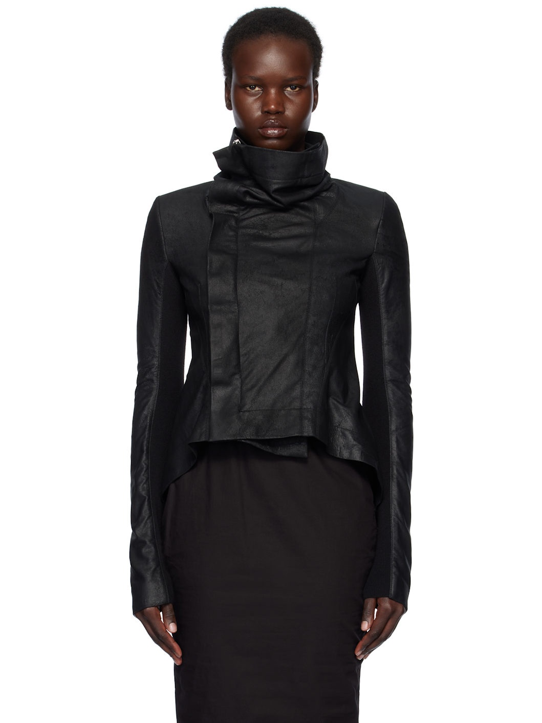 Rick Owens Black Hollywood Naska Biker Leather Jacket