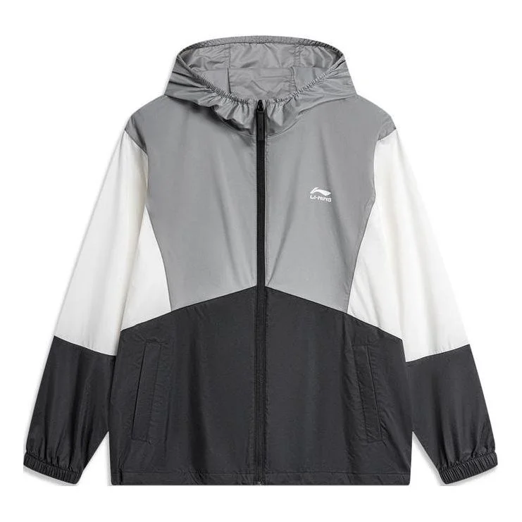 Li-Ning Color Block Windbreaker 'White Grey Black' AFDU363-1 - 1