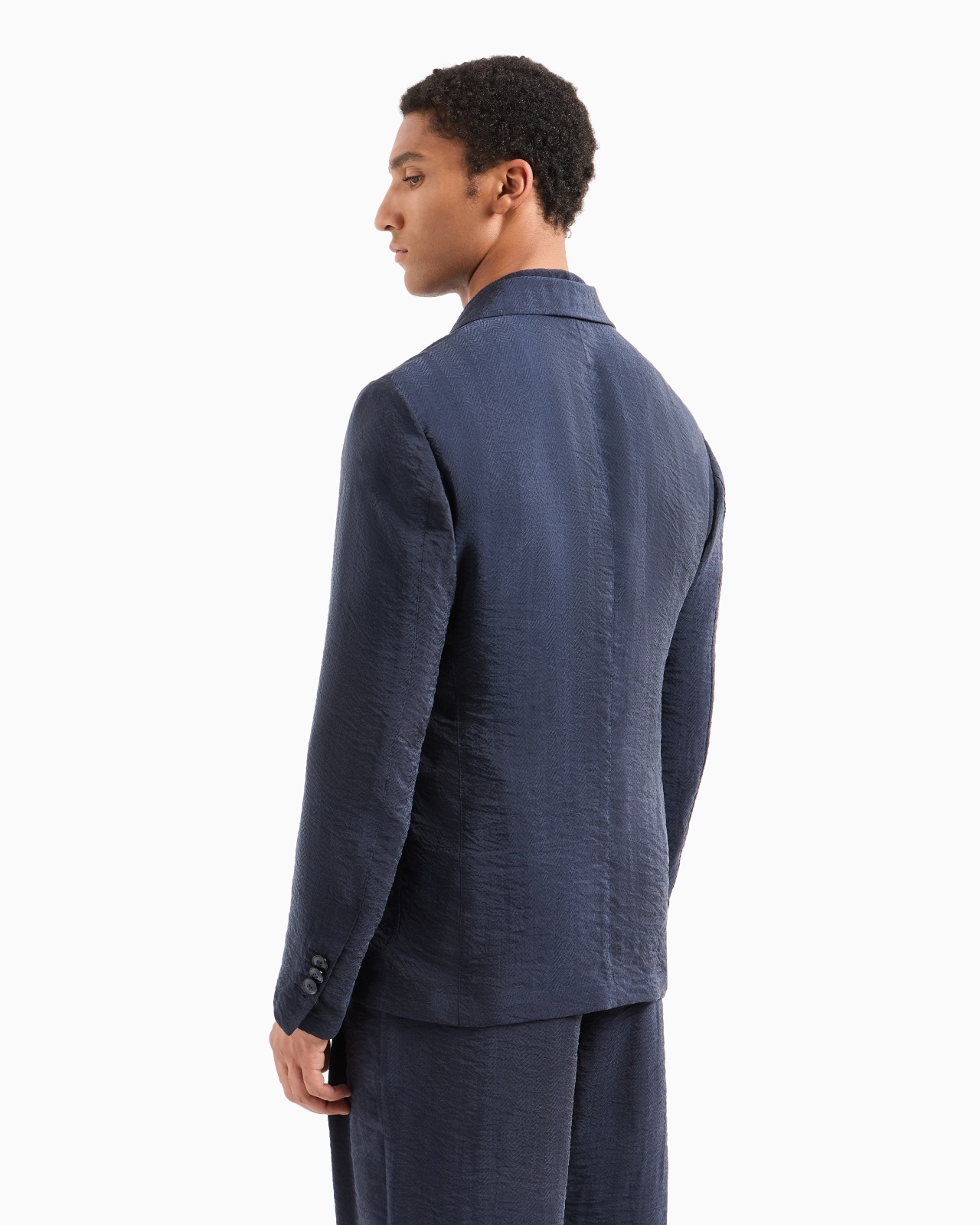 SINGLE-BREASTED JACKET IN JACQUARD CUPRO - 3