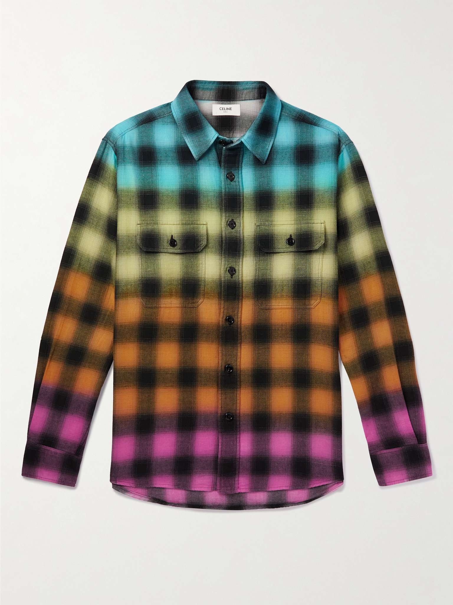 Tie-Dyed Checked Cotton-Blend Flannel Shirt - 1