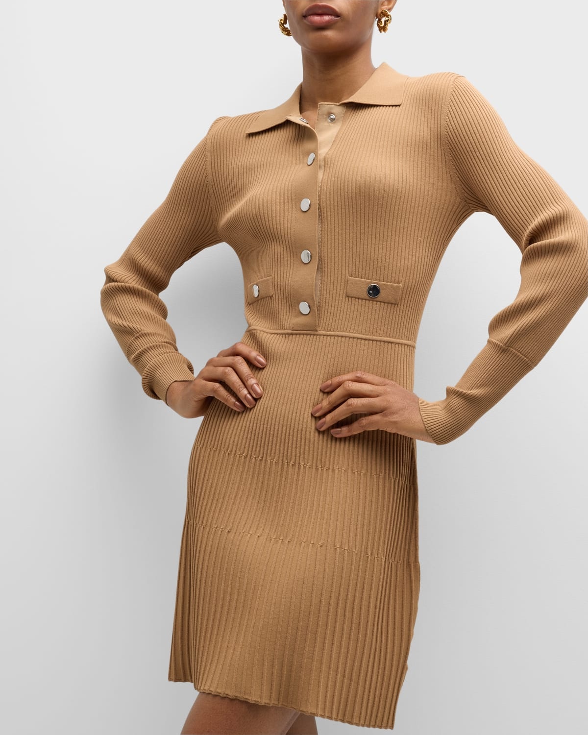 Lauper Long-Sleeve Ribbed Mini Dress - 7