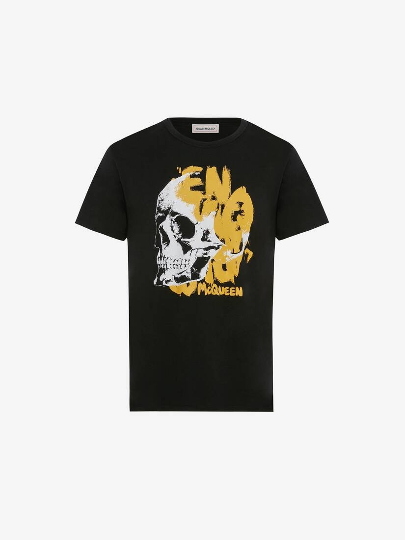 Men's McQueen Graffiti Skull T-shirt in Black - 1