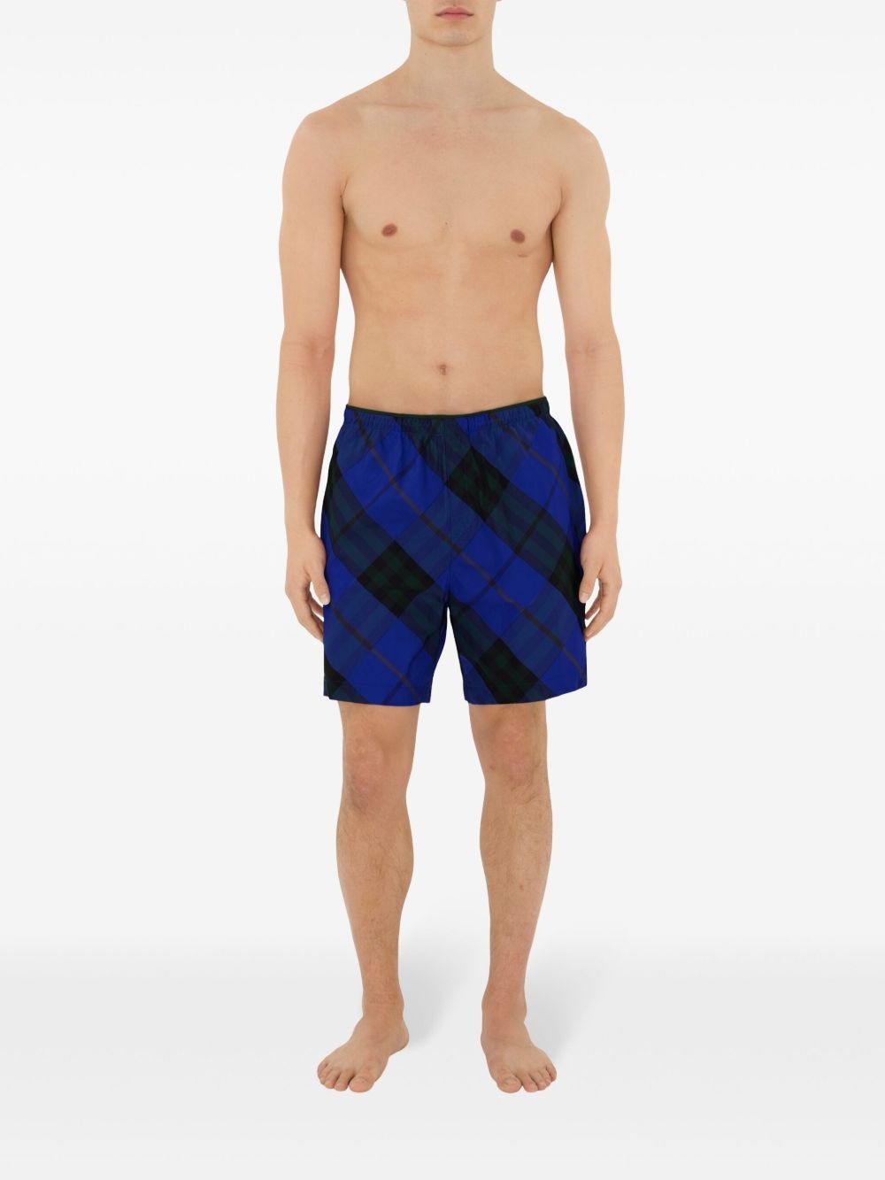 checkered twill swim shorts - 4