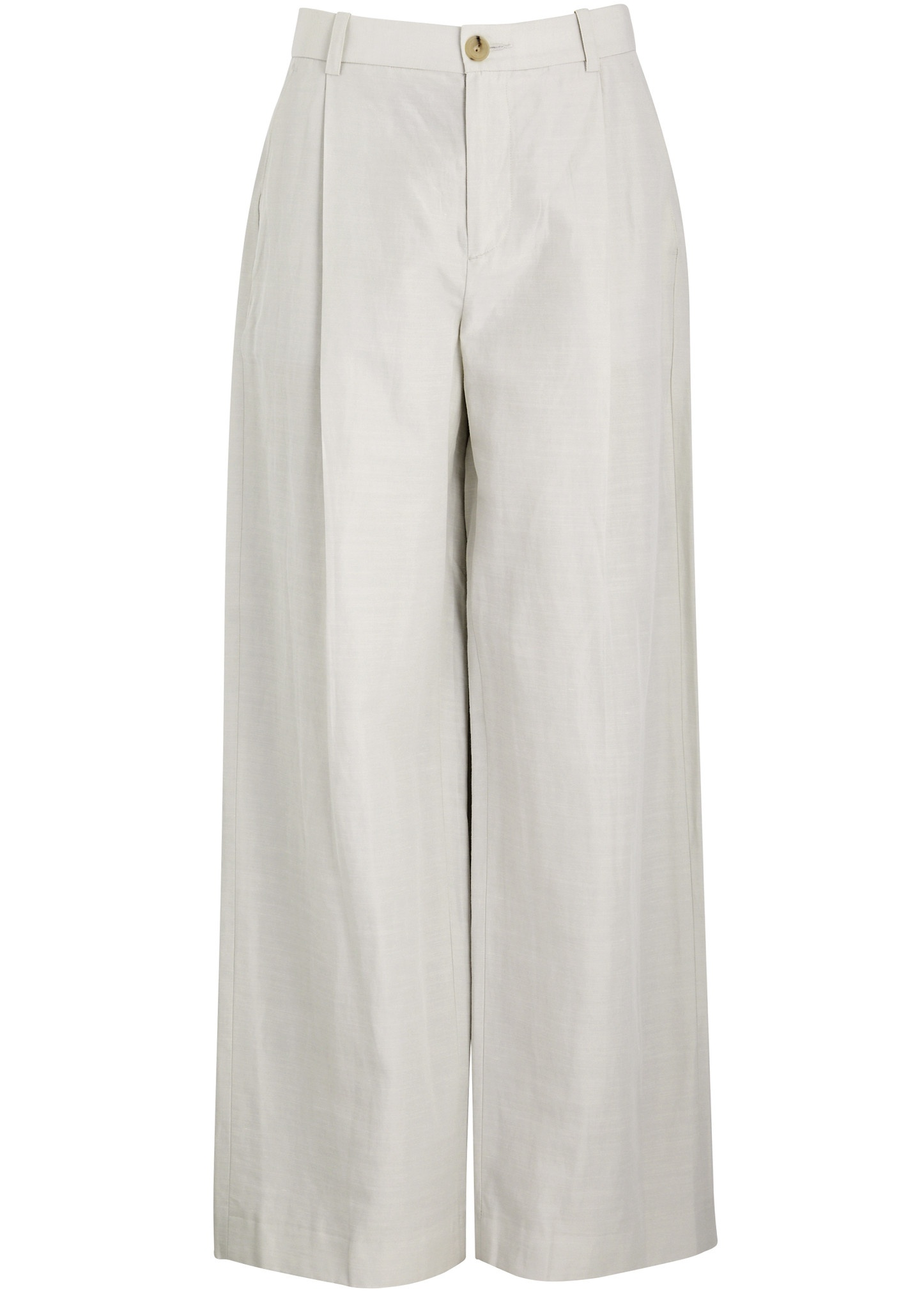 Wide-leg cotton-blend trousers - 1