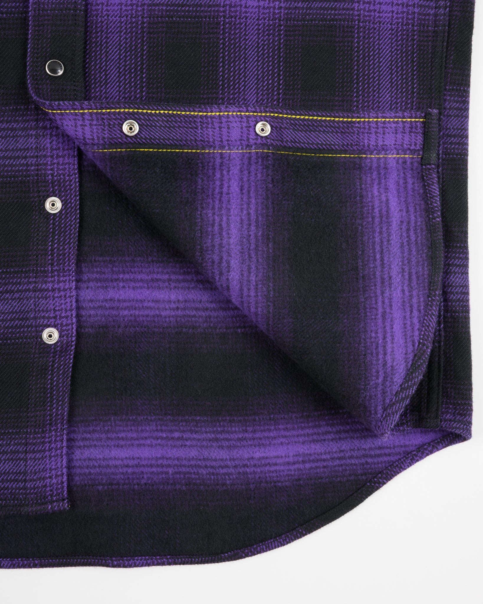 IHSH-264-PUR Ultra Heavy Flannel Ombré Check Western Shirt - Purple/Black - 24