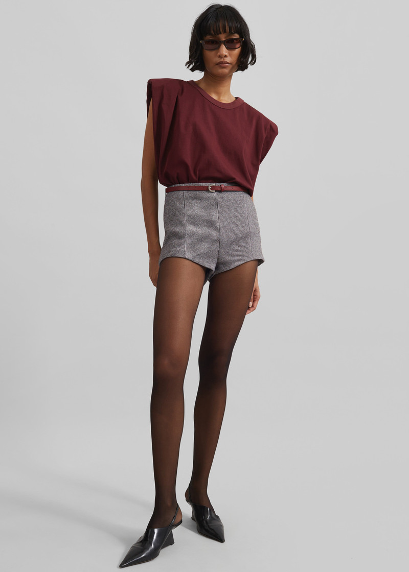 Eva Padded Shoulder Muscle T-Shirt - Burgundy 3