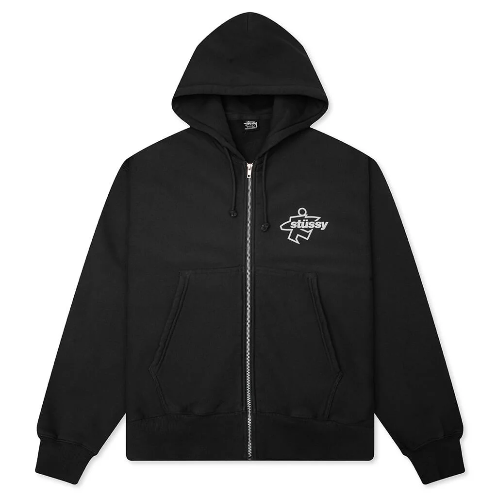 SURF SIZE GARMENT DYED ZIP HOOD - FADED BLACK - 1