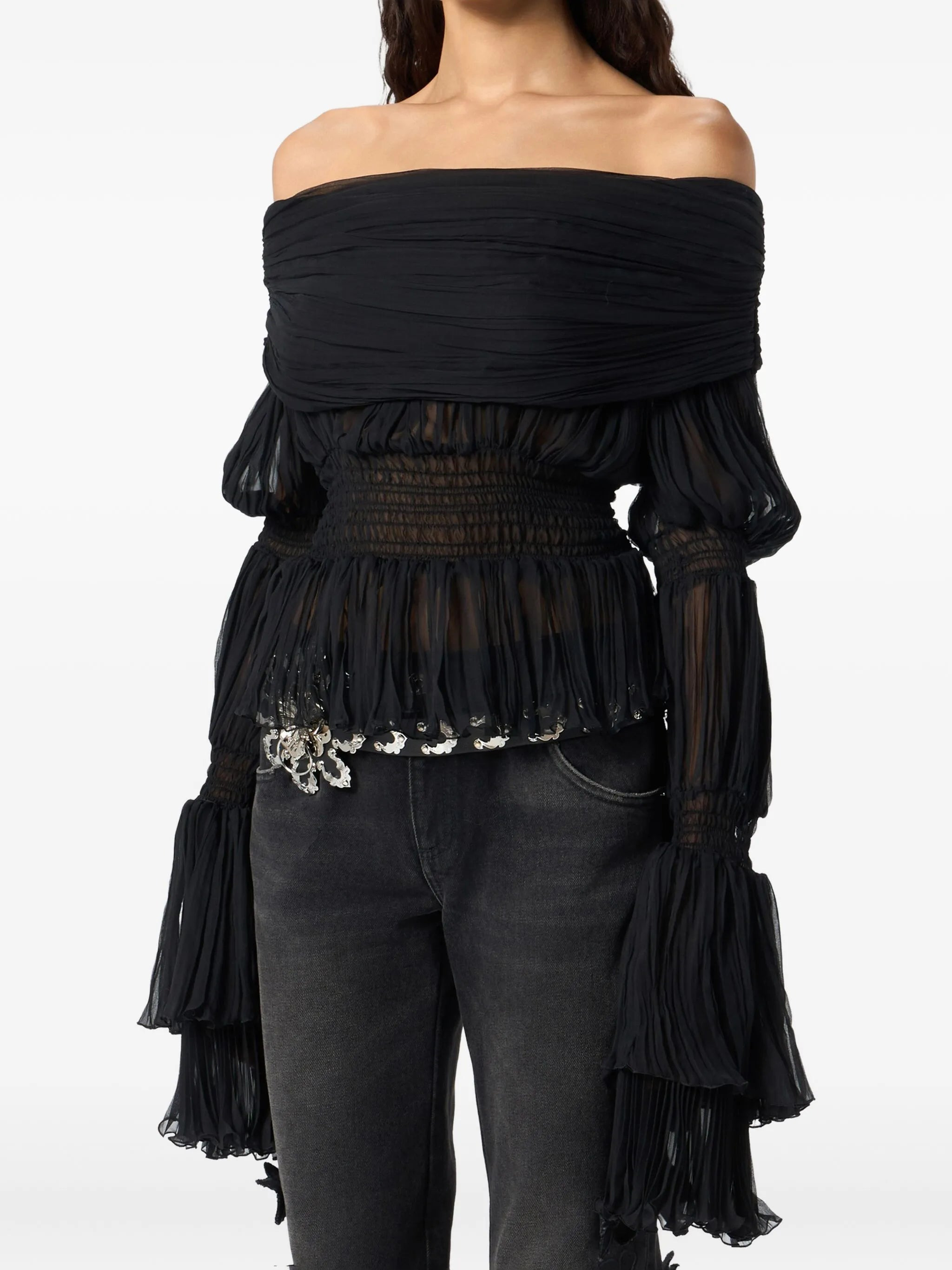 Blumarine Pleated Off-shoulder Top - 4