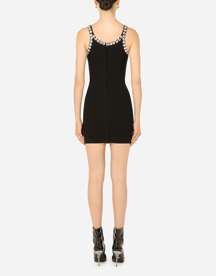 Short jersey dress with crystal-embellished DG detailing - 2