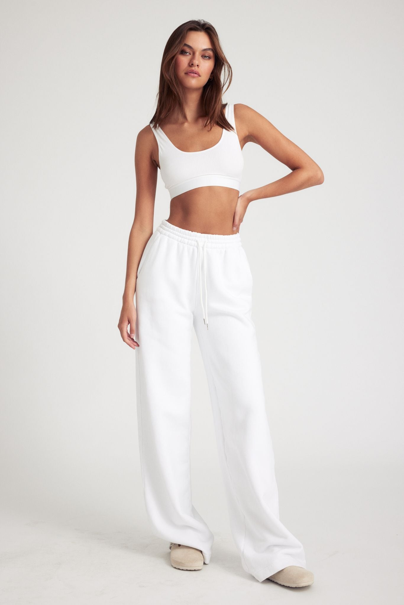 WHITE COTTON BAGGY SWEATPANTS - 2