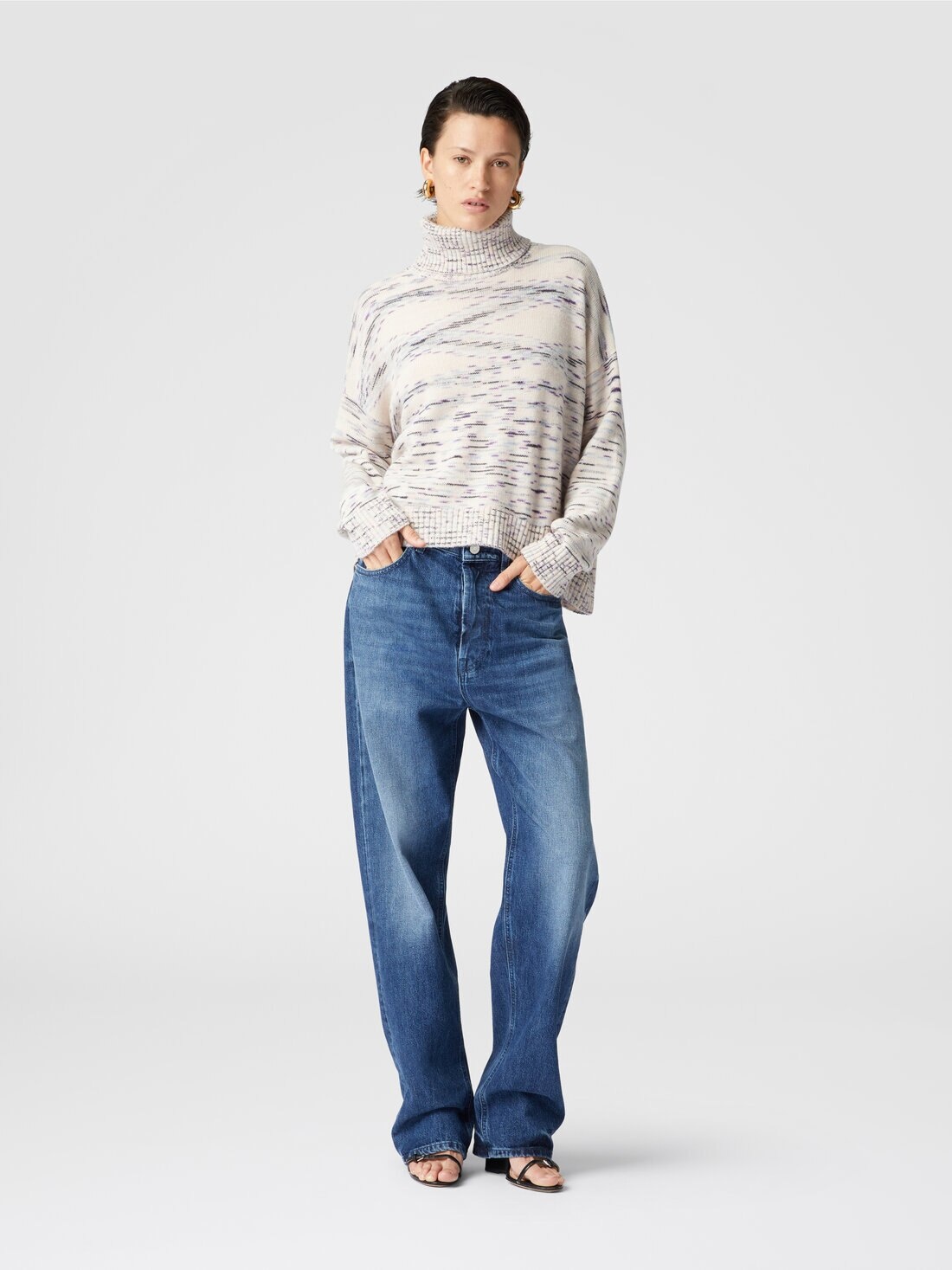 Heathered cashmere turtleneck pullover - 2