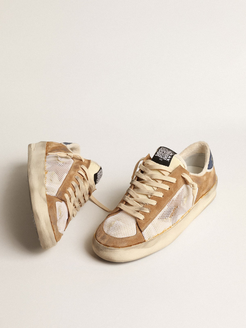 Golden Goose Stardan in beige nylon and mesh with tobacco suede inserts outlook