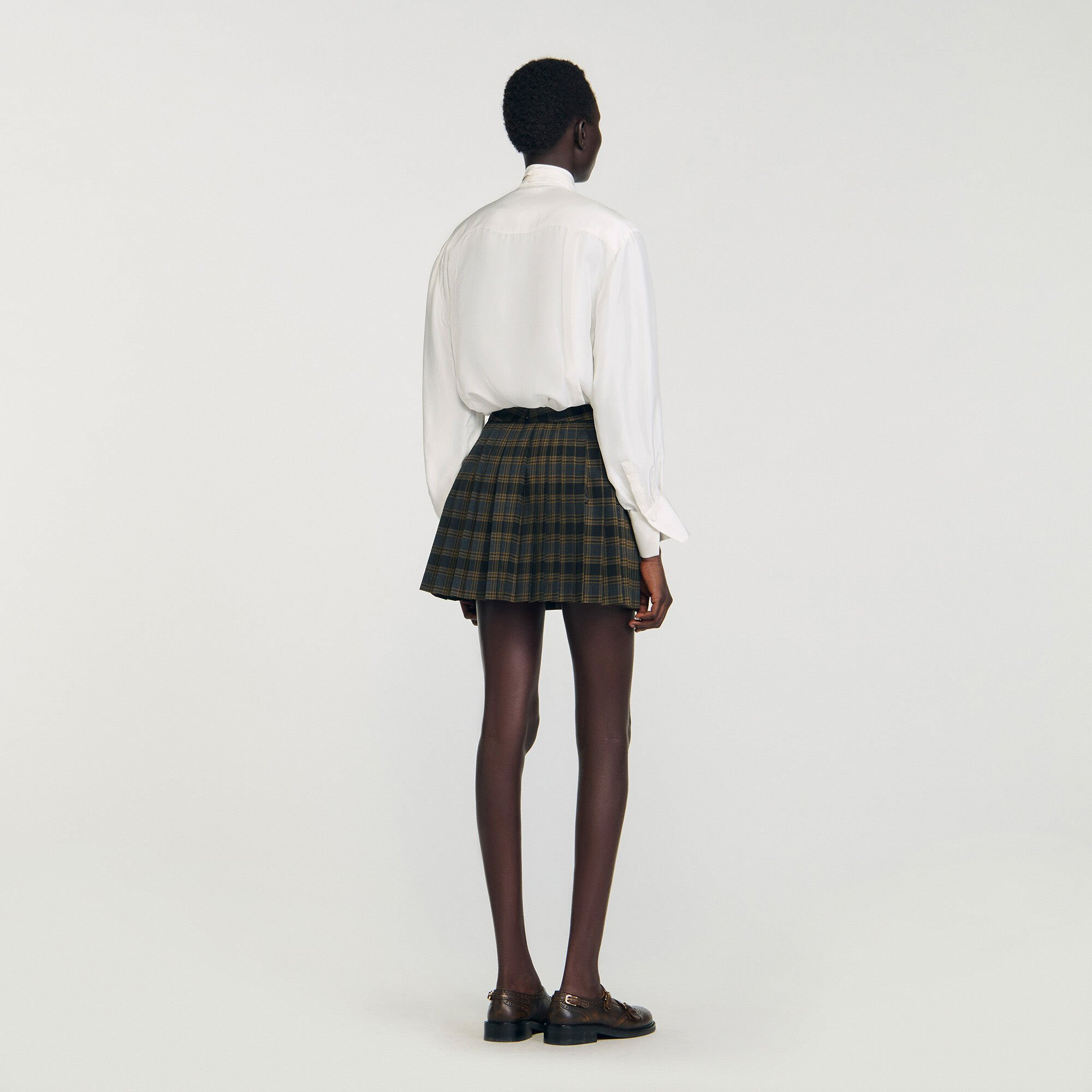 MINI CHECKED PLEATED SKIRT - 5