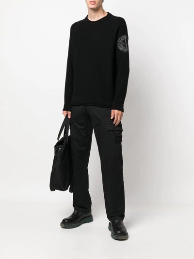 Stone Island logo-patch crew-neck jumper outlook