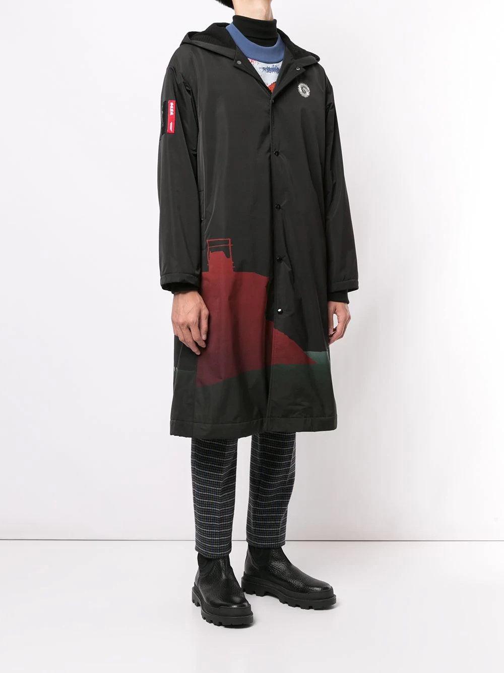 long-sleeved hooded coat - 3