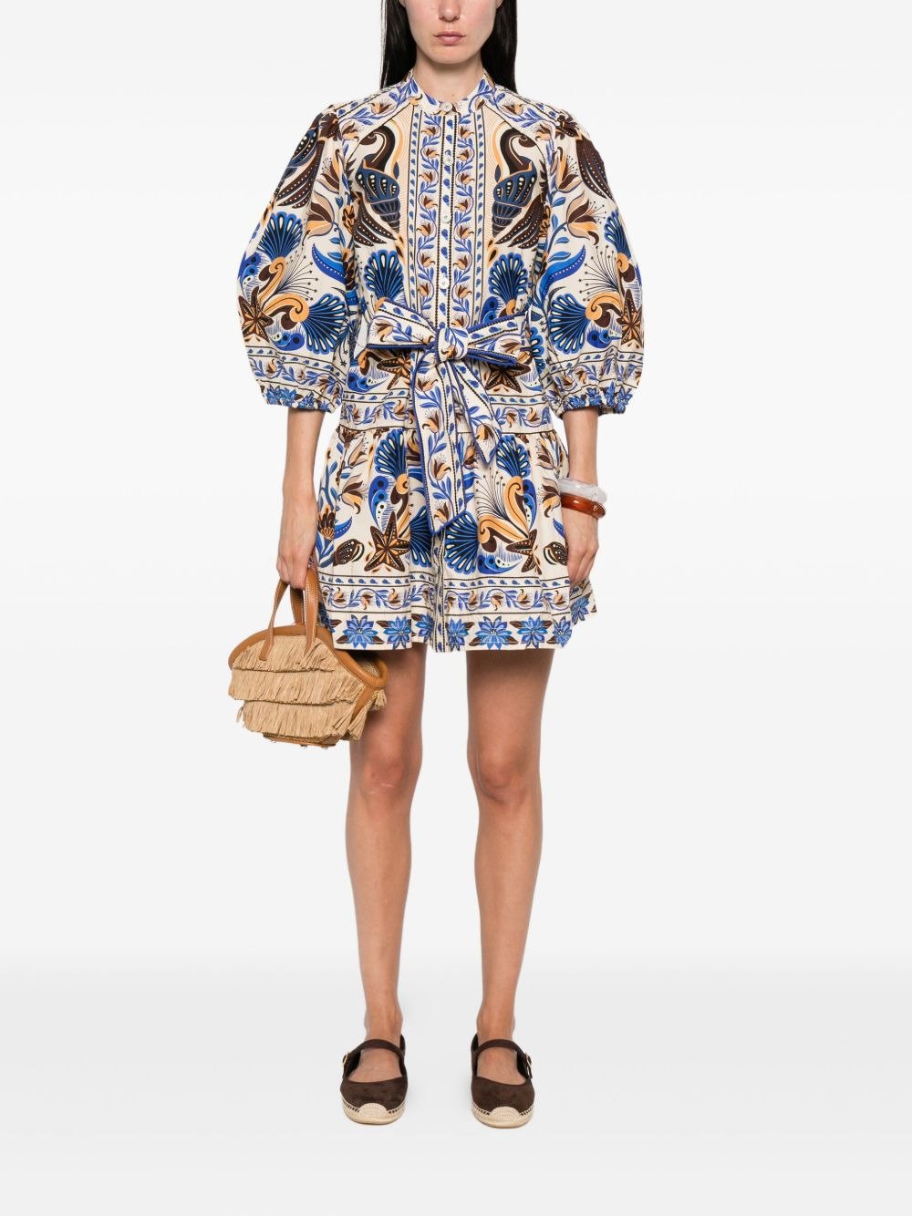 printed belted mini shirt dress - 2