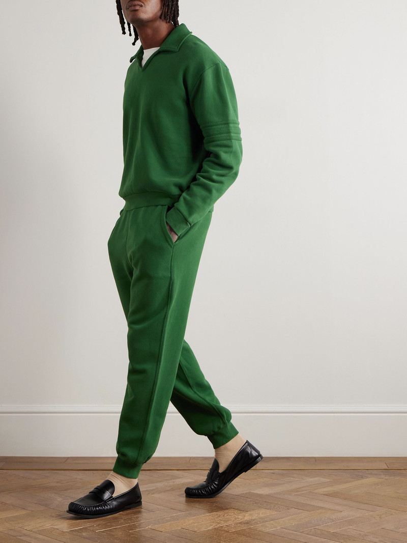 BODE Tapered Cotton-Jersey Sweatpants Green outlook