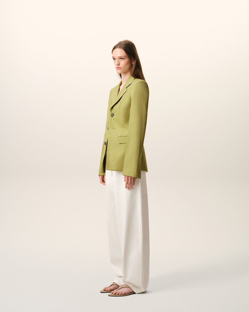 GREEN NEW WOOL SINGLE BREASTED FITTED JACKET 6