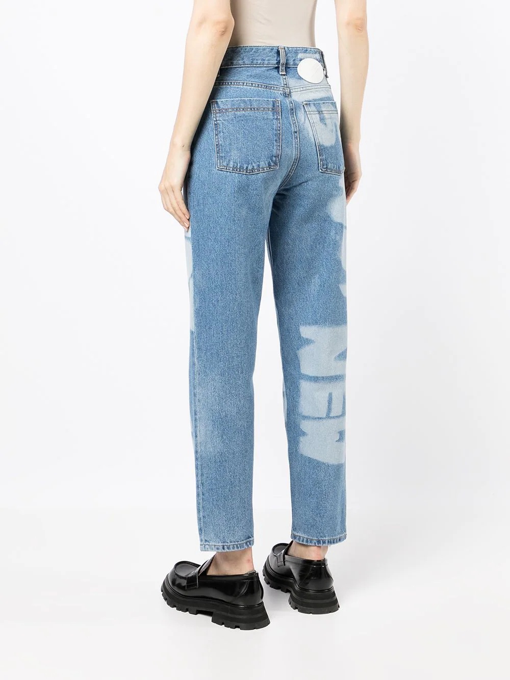 slogan washed jeans - 4