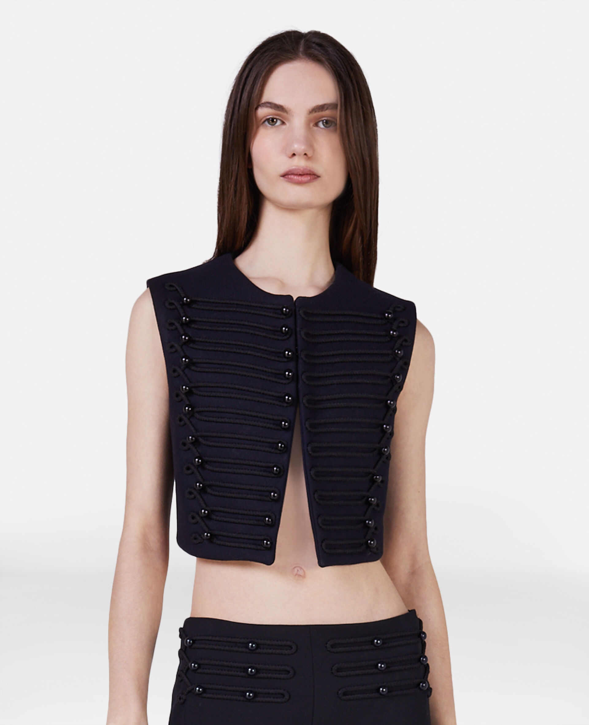 Braided Cord Cropped Waistcoat - 4