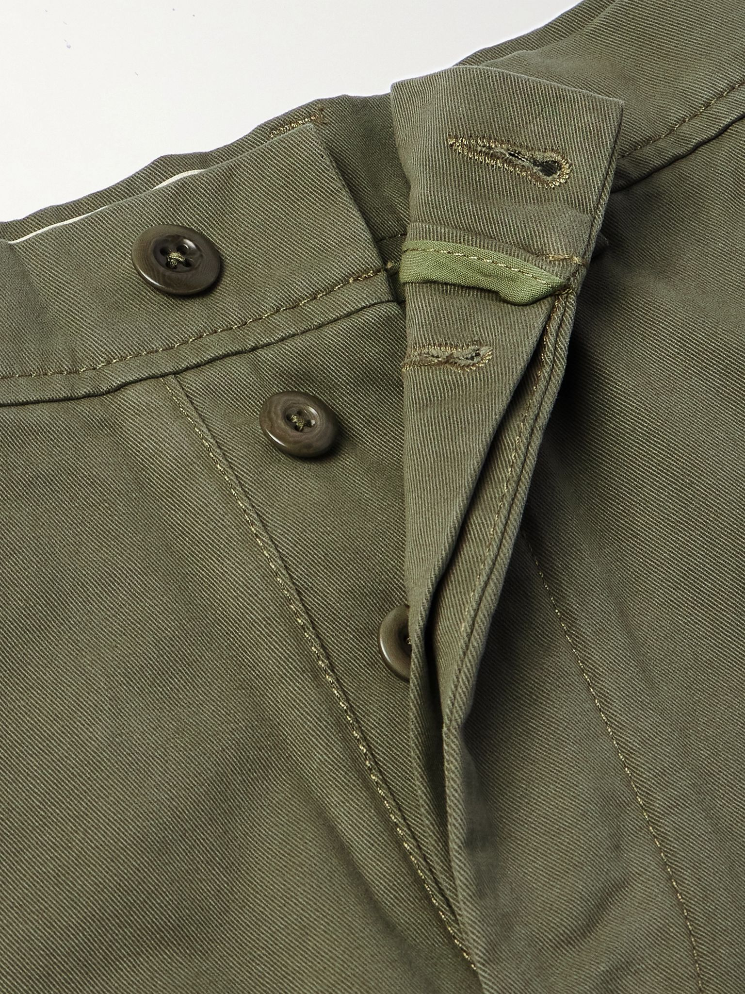 Straight-Leg Garment-Dyed Cotton-Twill Trousers Green - 6
