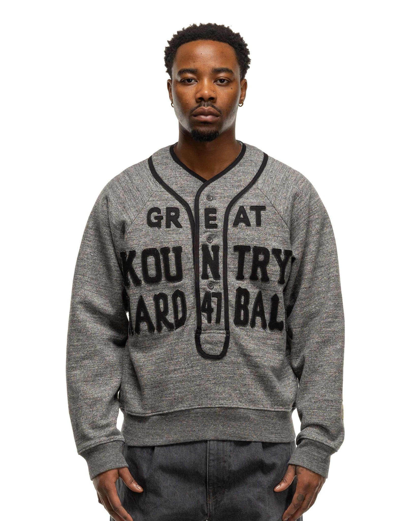 TOP Jersey Baseball Henley SWT (GREAT KOUNTRY) Charcoal - 4