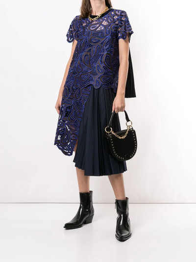 sacai lace-panel pleated top outlook