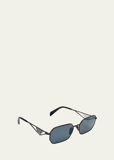 Prada Men's Polarized Steel Rectangle Sunglasses outlook