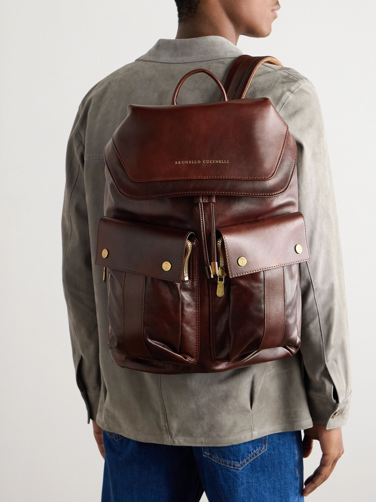 Leather Backpack Burgundy - 2