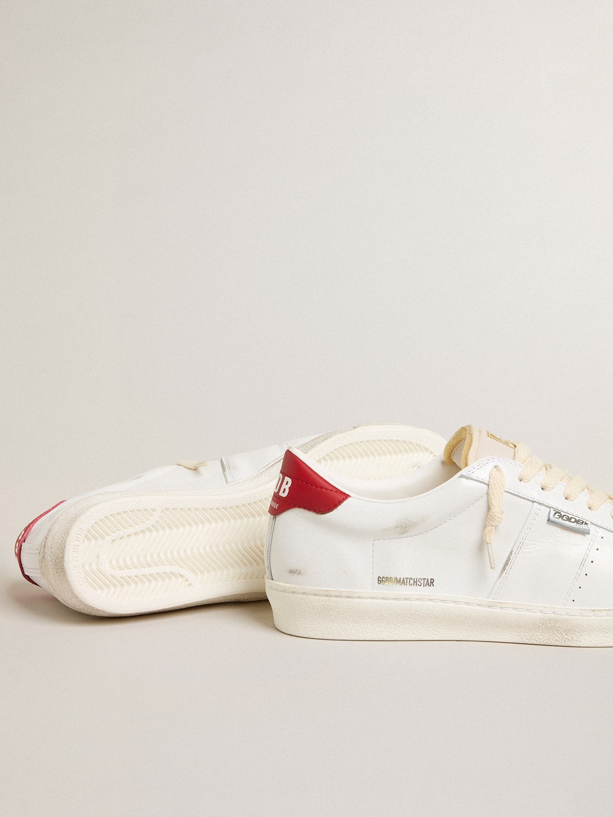 Matchstar in glossy white leather with glossy red leather heel tab - 3