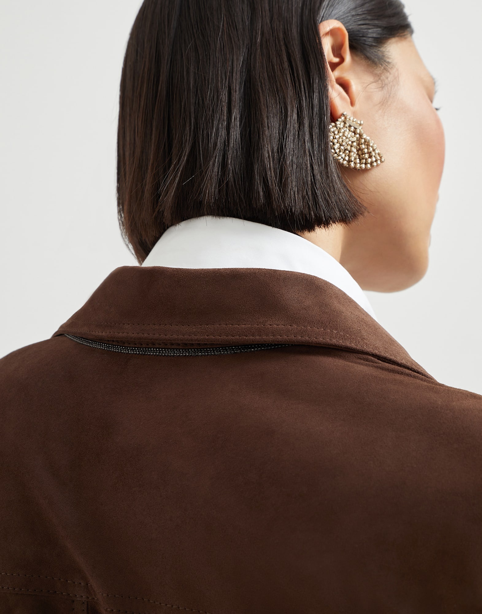 Suede shirt dress with monili - 3