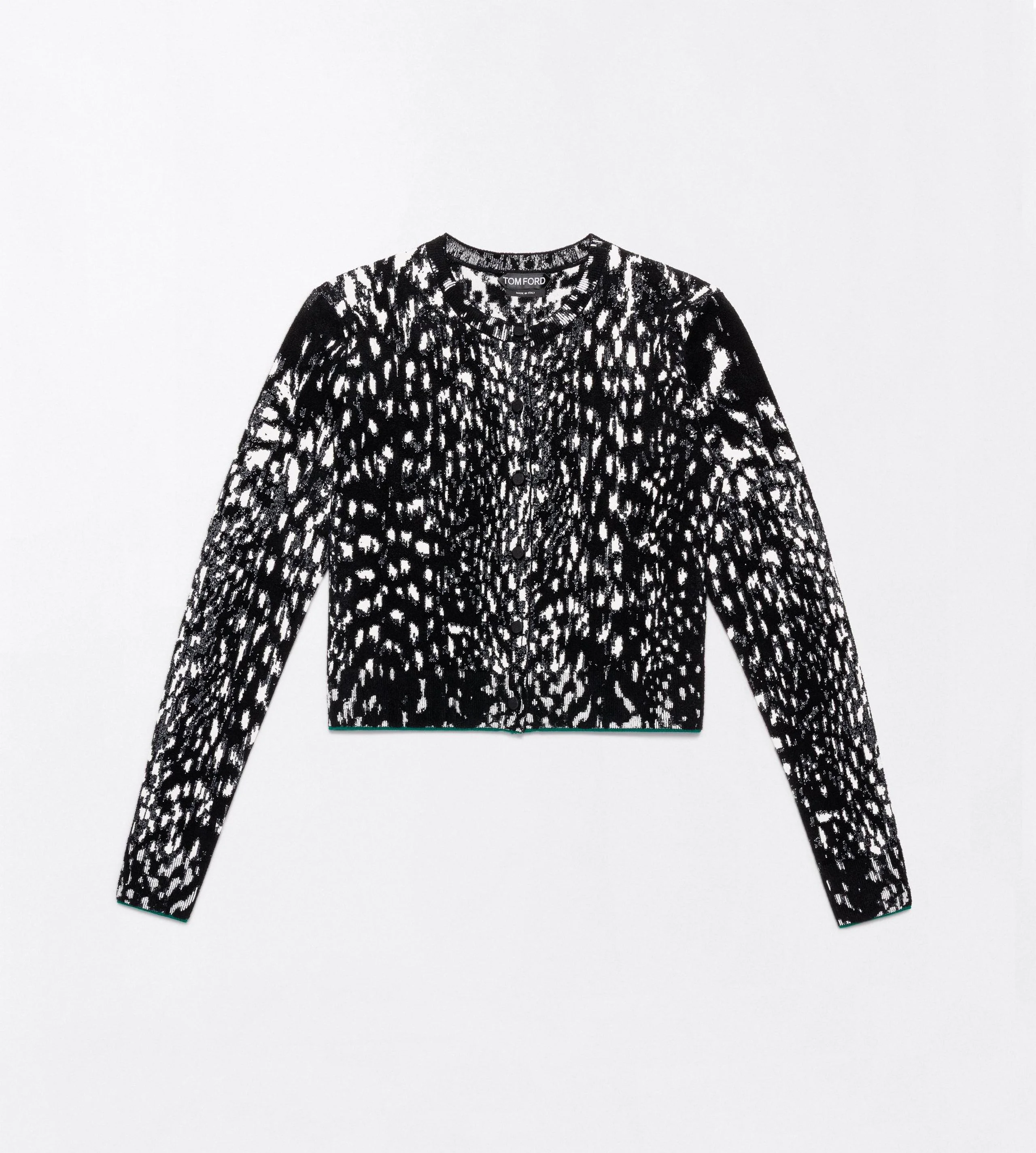 LYNX JACQUARD VELVET CREWNECK CARDIGAN - 1