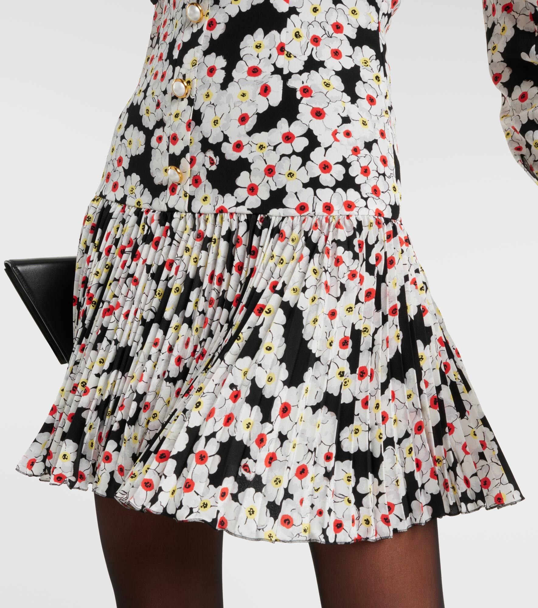 Floral bow-detail silk minidress - 5