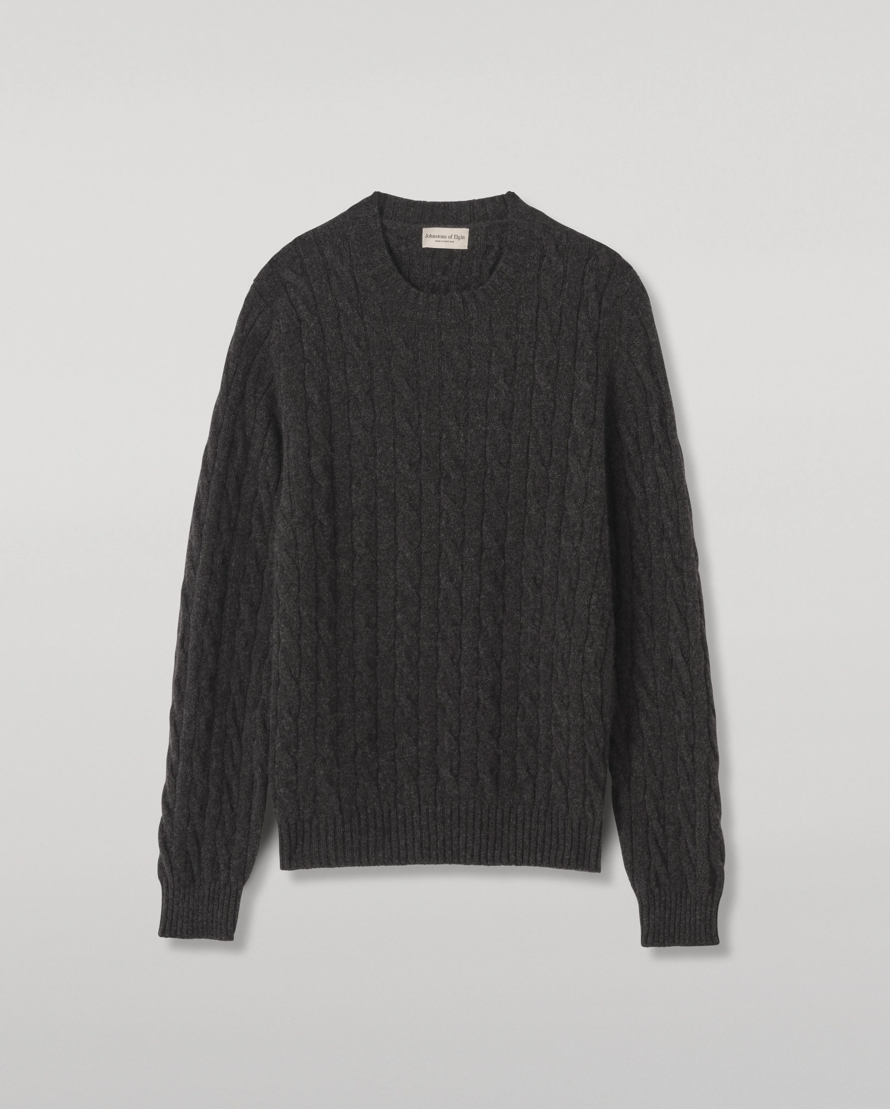 Calder Dark Grey Cable Cashmere Jumper - 1