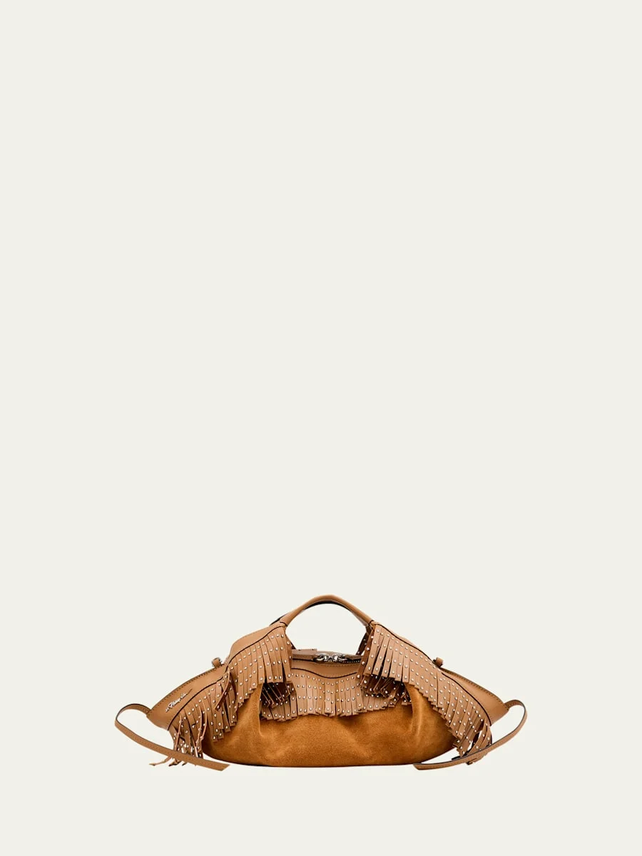 Luna Mini Fringe-Trim Suede Crossbody Bag - 1